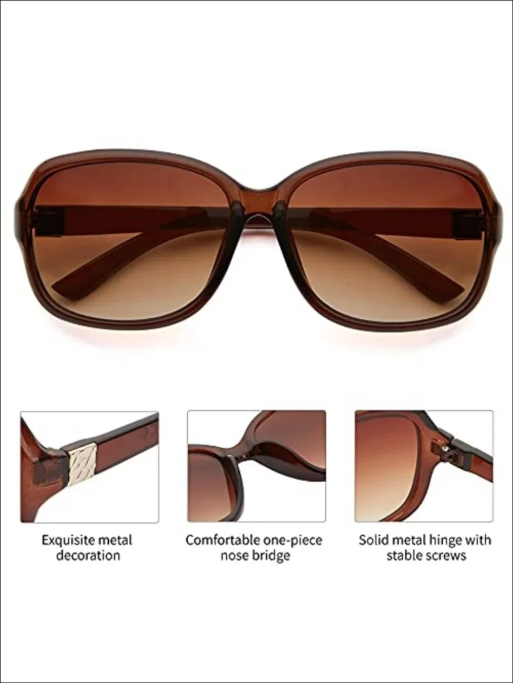 2 Pack Classic Vintage Sunglasses UV400 Protection Retro Square Women